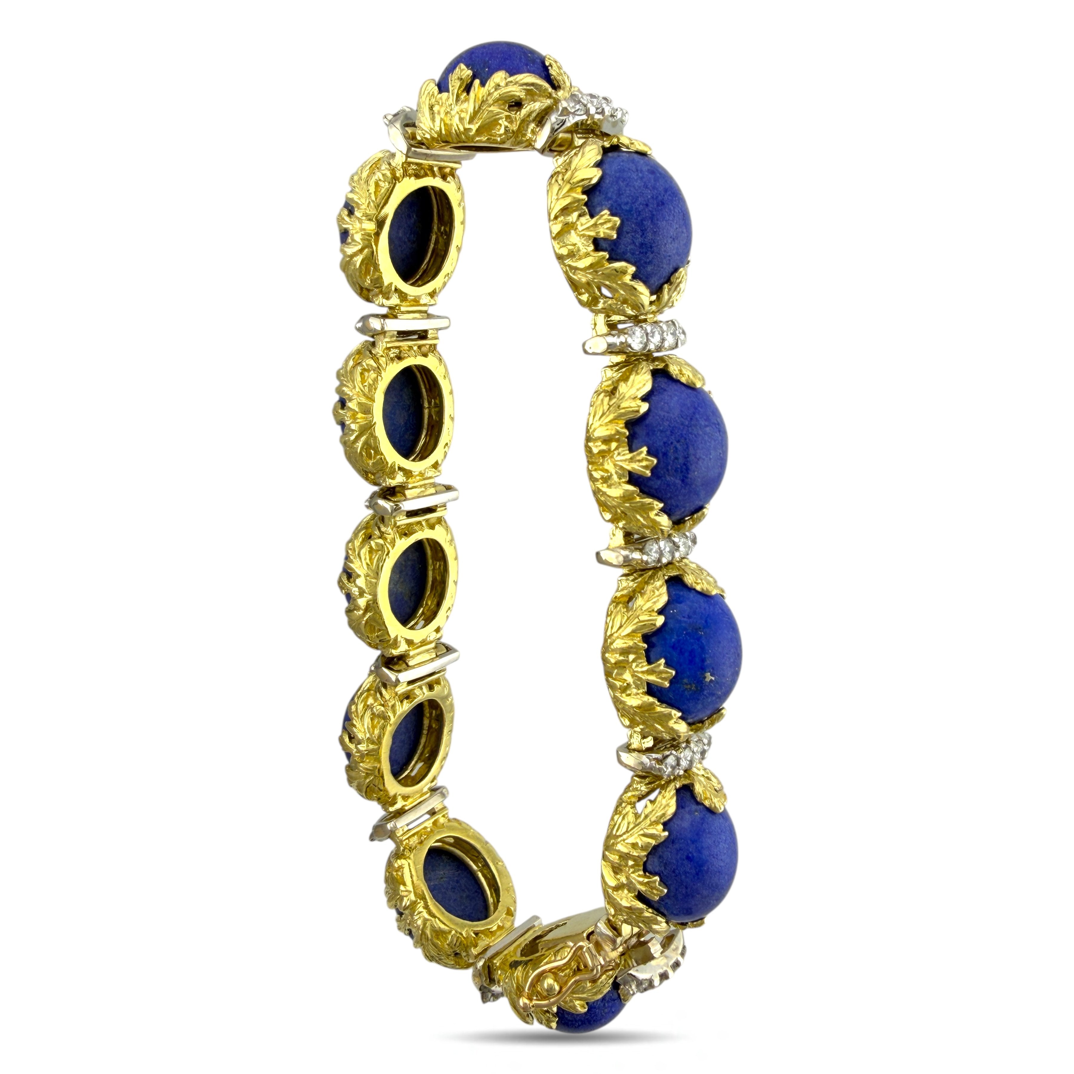 18 kt. Yellow gold, Exclusive French 18K Yellow Gold Lapis Lazuli and 2.20ct Diamond  2.20ct. tw. Diamond