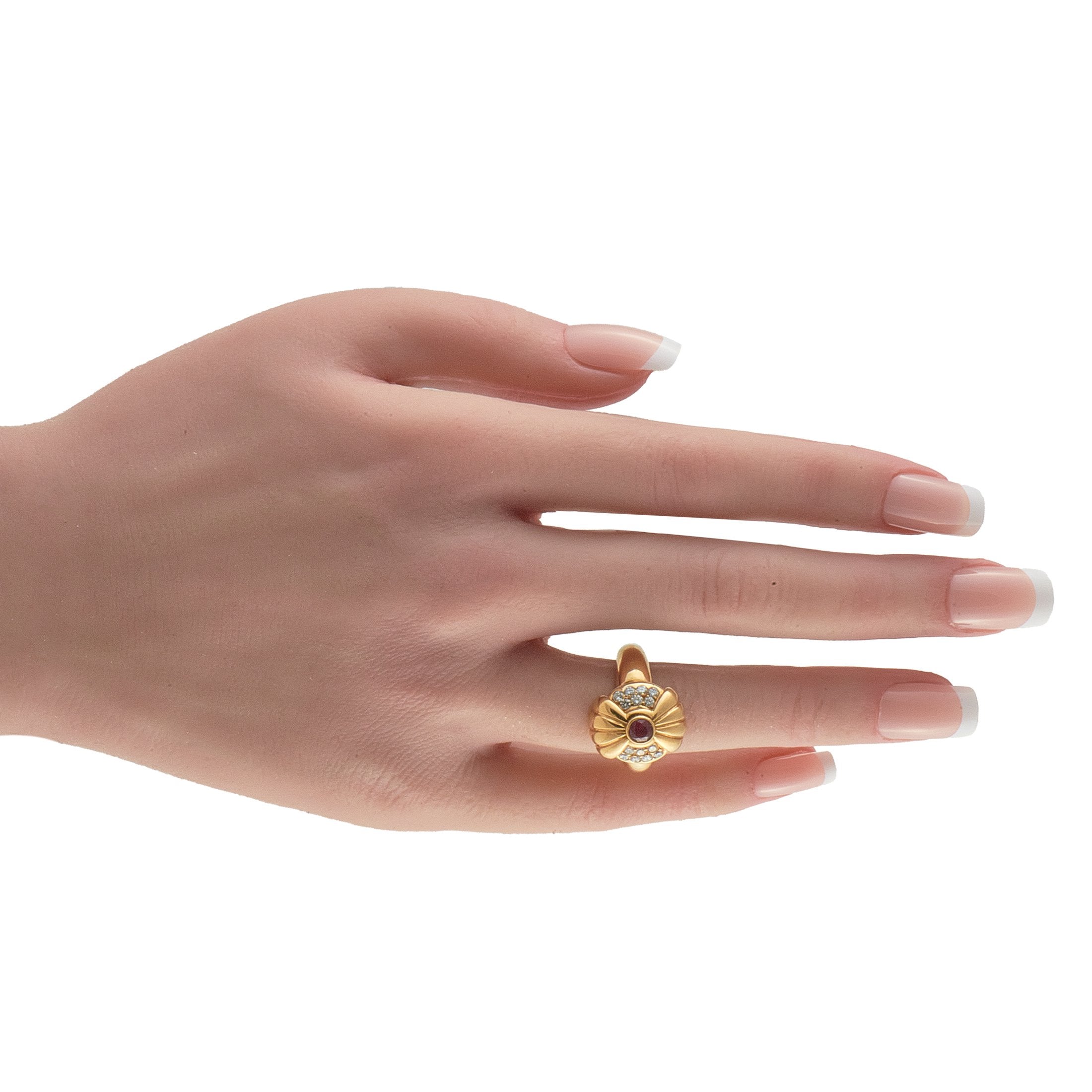 Boucheron Vintage 18K Yellow Gold Diamond and Burma Ruby Ring