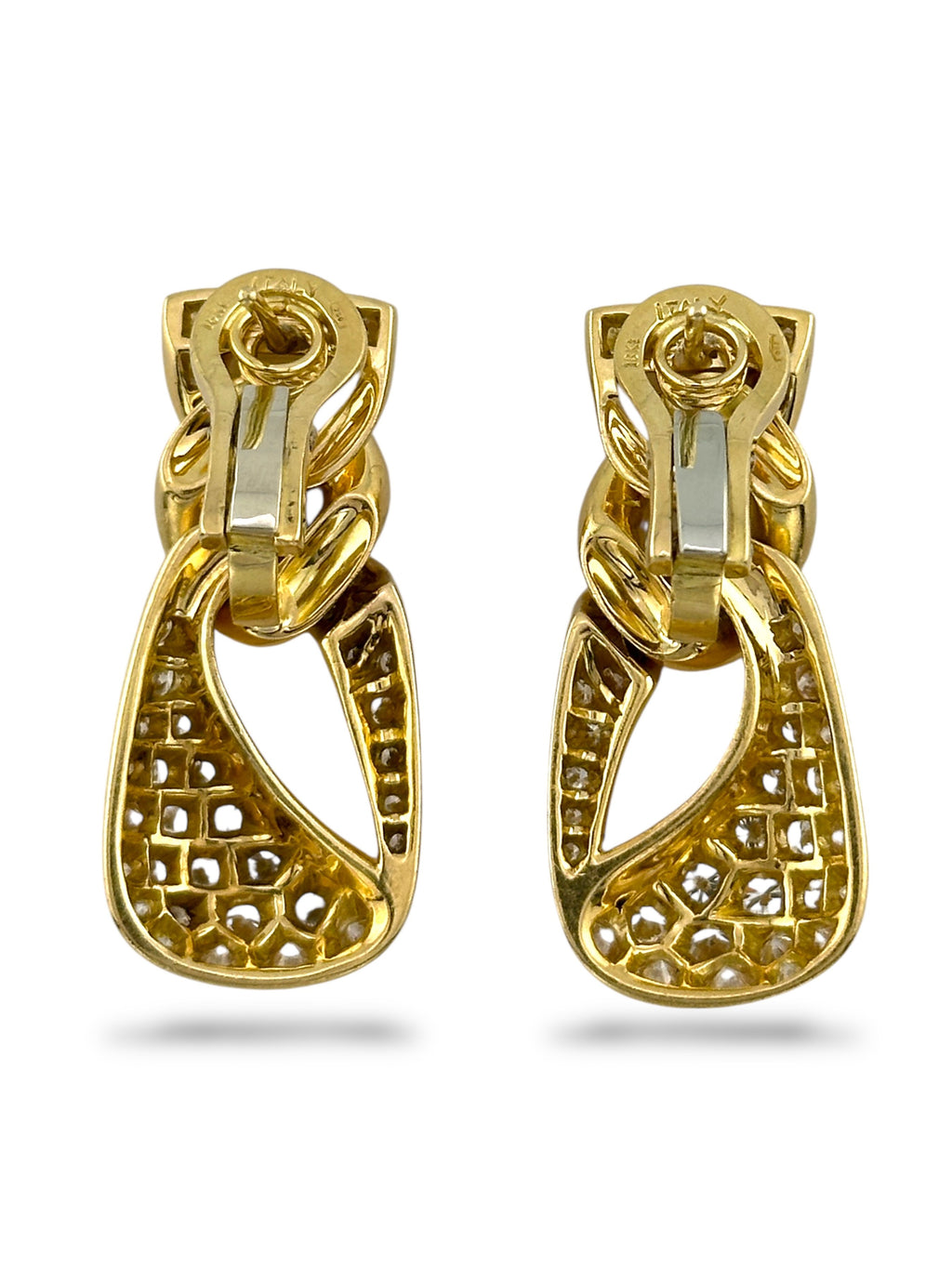 Italian 18K Yellow Gold 3.68ct Diamond Earrings