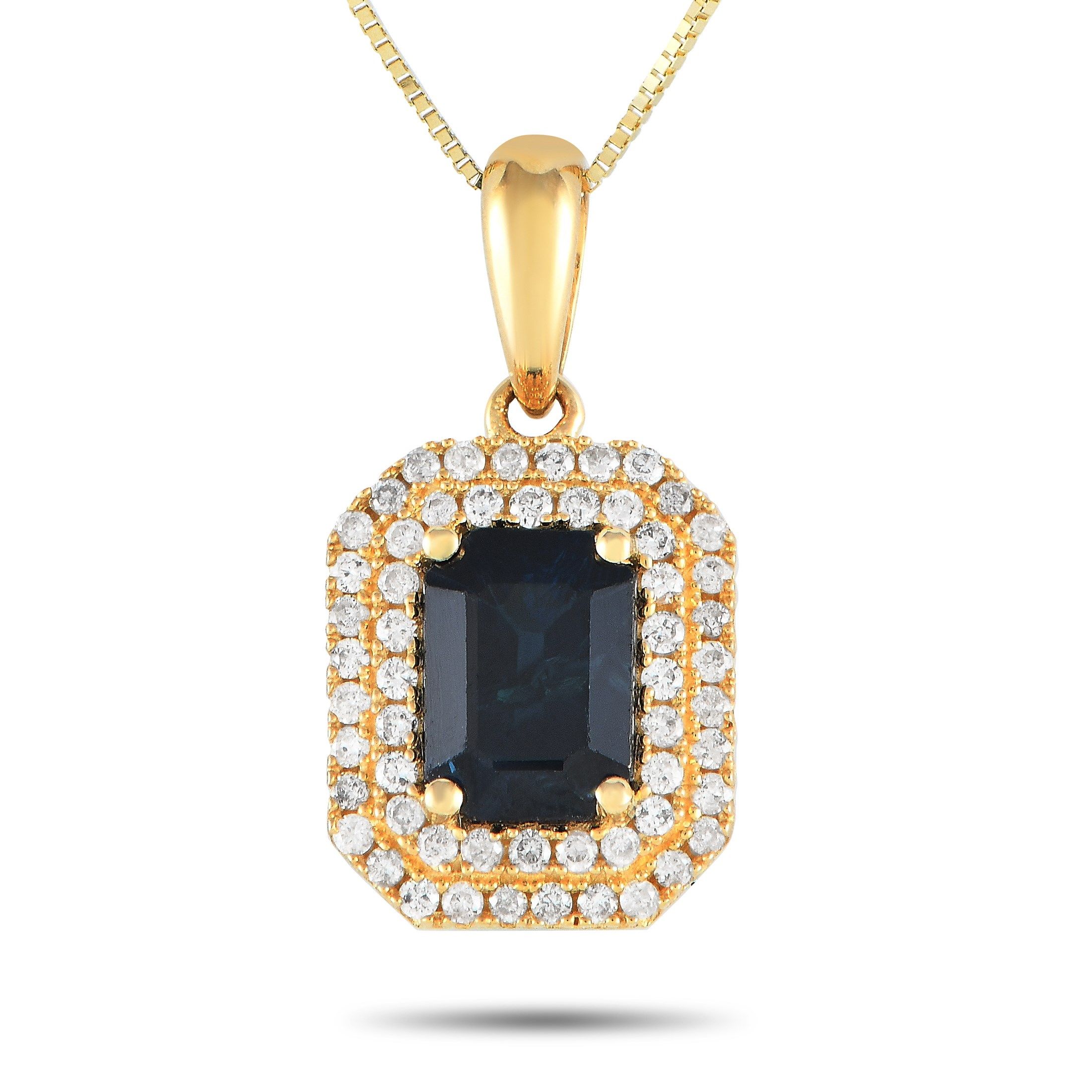 Exclusive 14K Yellow Gold 0.24ct Diamond and Sapphire Pendant Necklace PD4-15905YSA – Make a statement by adding this impecca