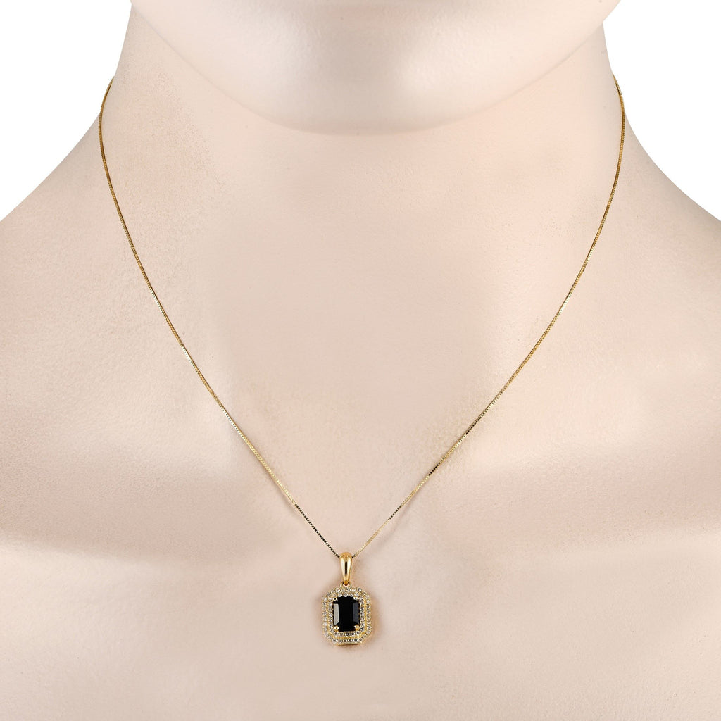 Exclusive 14K Yellow Gold 0.24ct Diamond and Sapphire Pendant Necklace