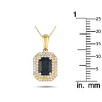 Exclusive 14K Yellow Gold 0.24ct Diamond and Sapphire Pendant Necklace