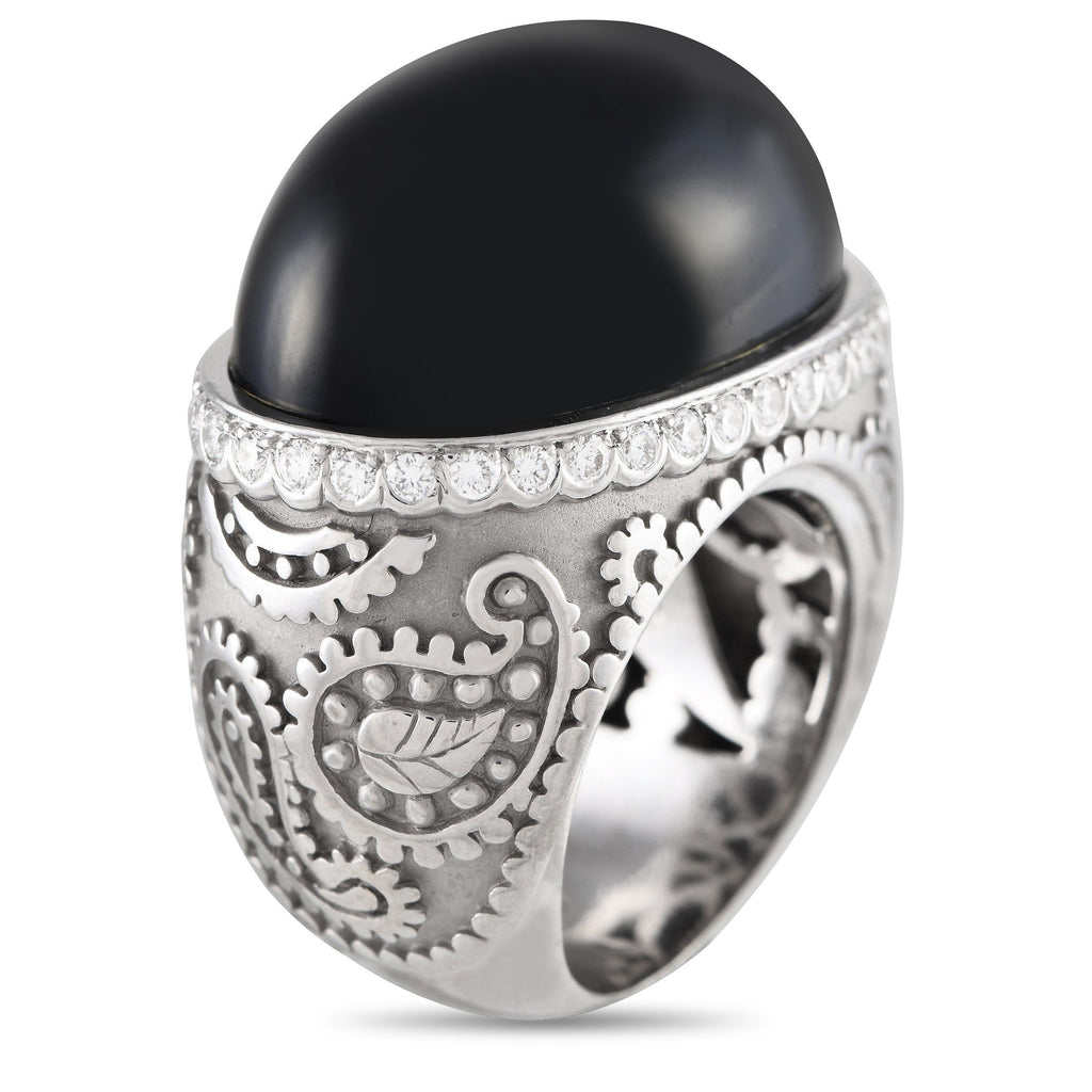Carrera y Carrera18K White Gold 0.35ct Diamond and Onyx Ring