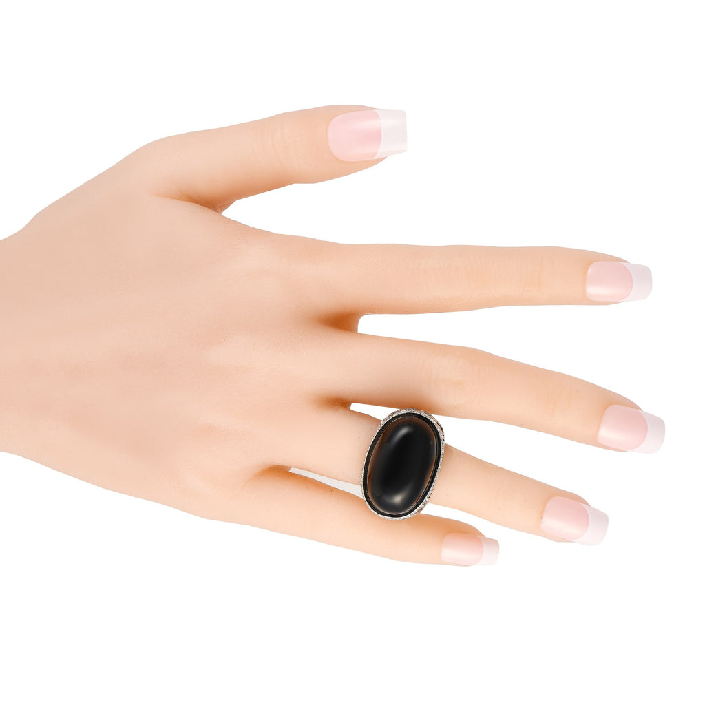 Carrera y Carrera 18K White Gold 0.35ct Diamond and Onyx Ring