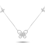 14K White Gold 0.86ct Diamond Butterfly Necklace