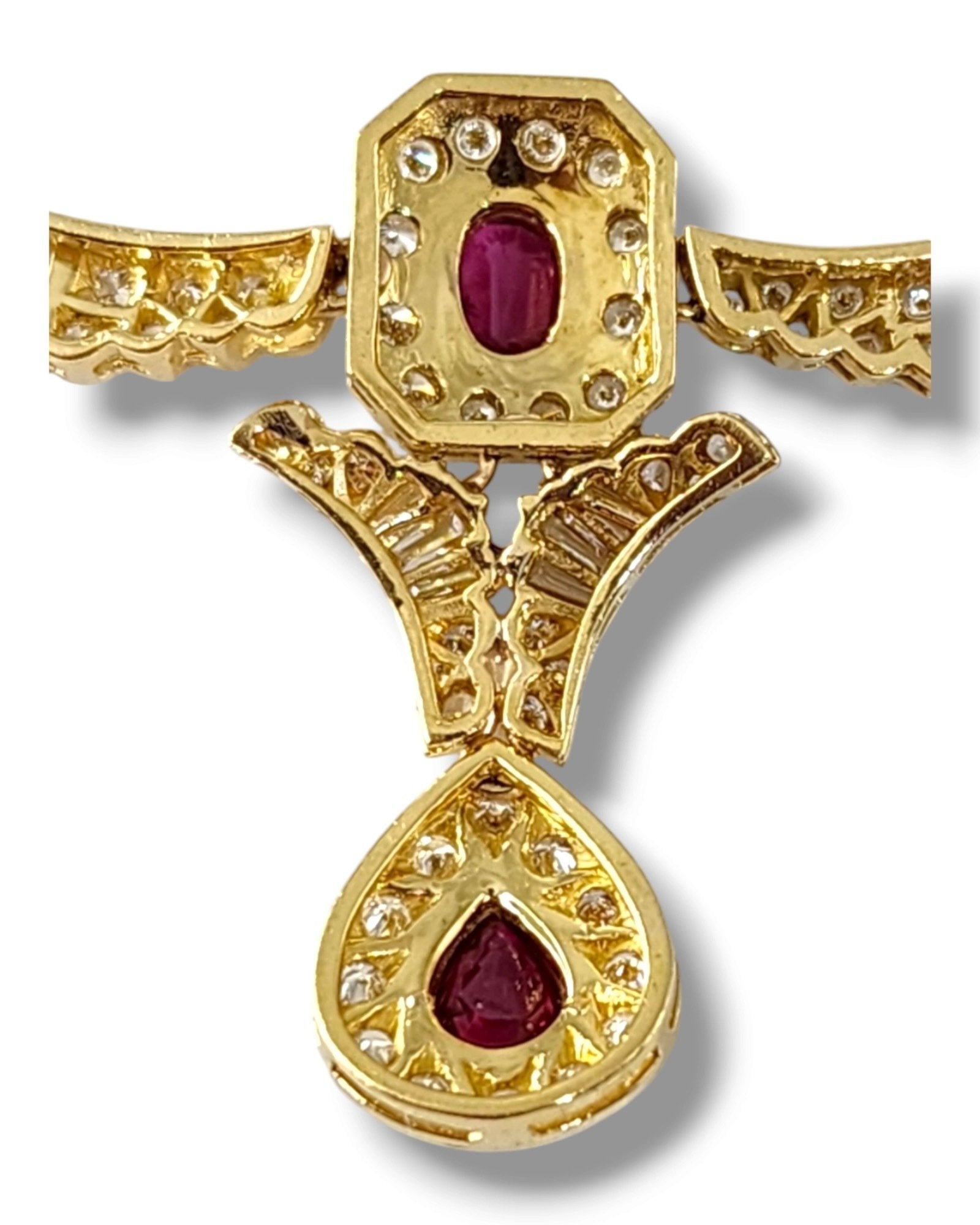 18K Gold Necklace Decorated with 11.6ct Diamonds and 7.5ct Rubies