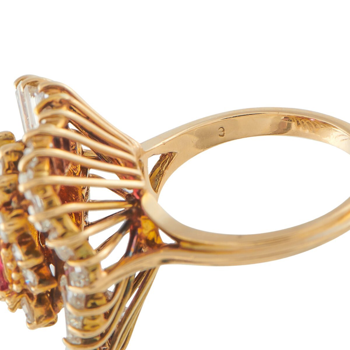 18K Yellow Gold 4.0ct Diamond and Ruby Ring
