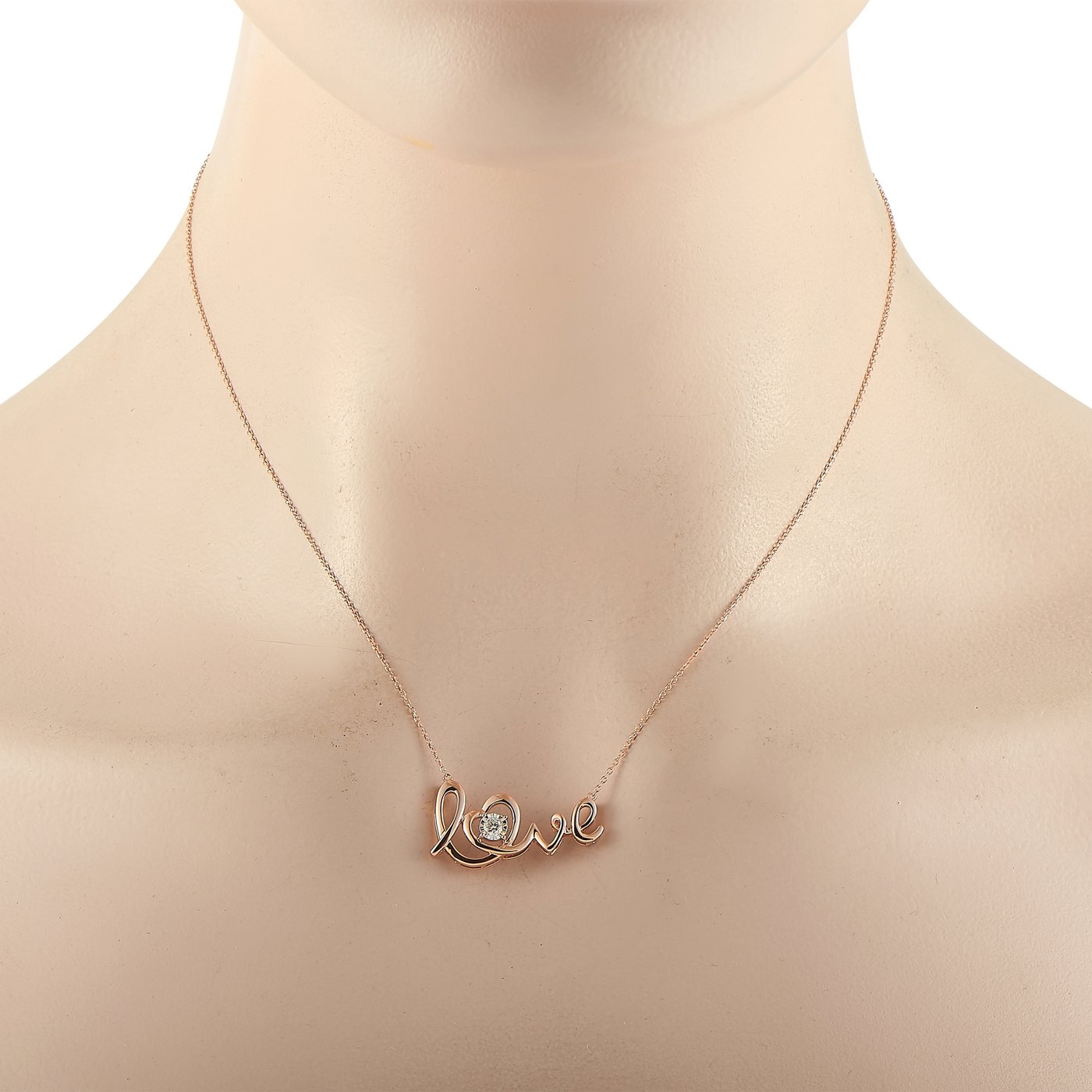 14K Rose Gold 0.10 ct Diamond Pendant Necklace