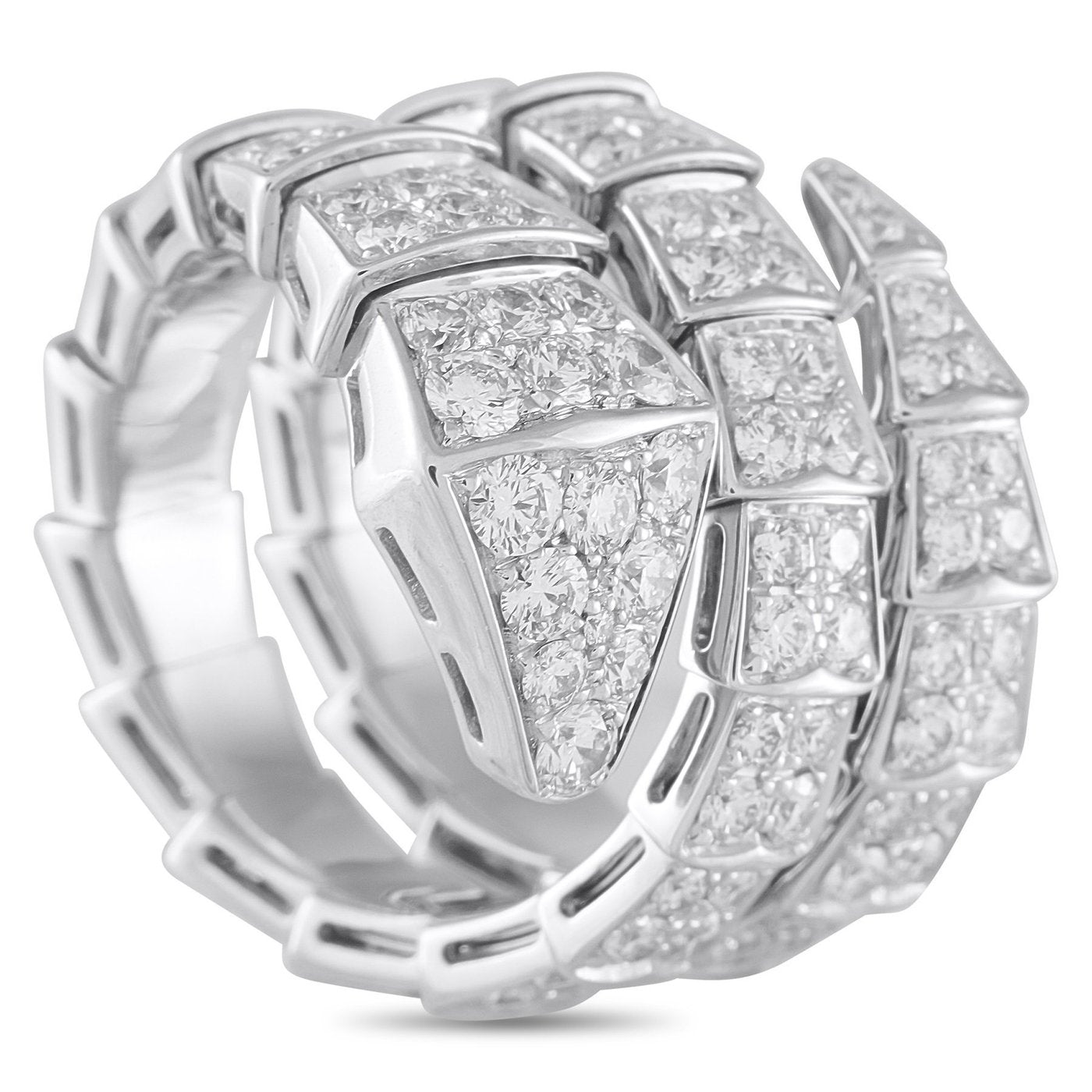 18K Bvlgari Serpenti Viper 18K White Gold 2.77ct Diamond Ring
