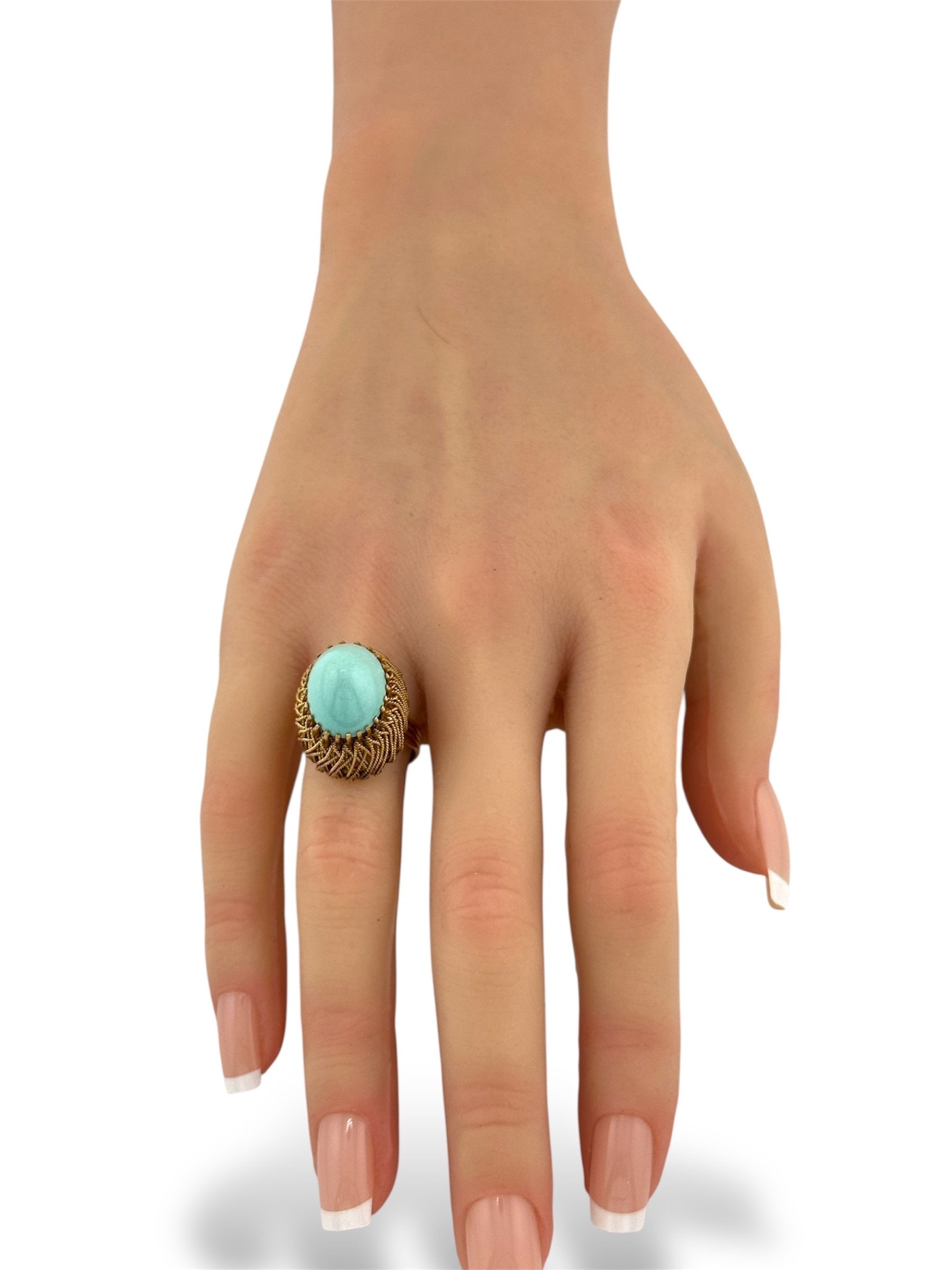 18K Yellow Gold Ring with Turquoise Stone