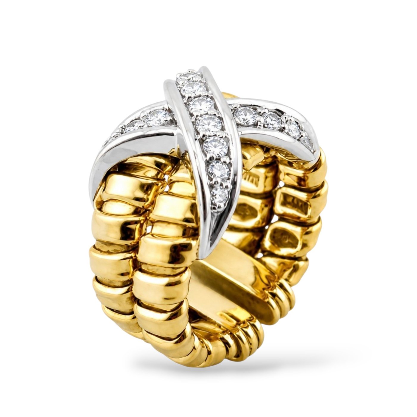 Italian 18K Gold & Diamond Love Ring