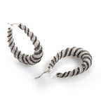 18K White Gold Zebra Hoop Earrings