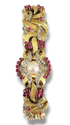 Vintage Heavy 18K Gold 4.5ct Ruby and 3.12ct Diamond Bracelet