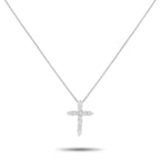 Platinum diamond cross pendant necklace on a fine chain