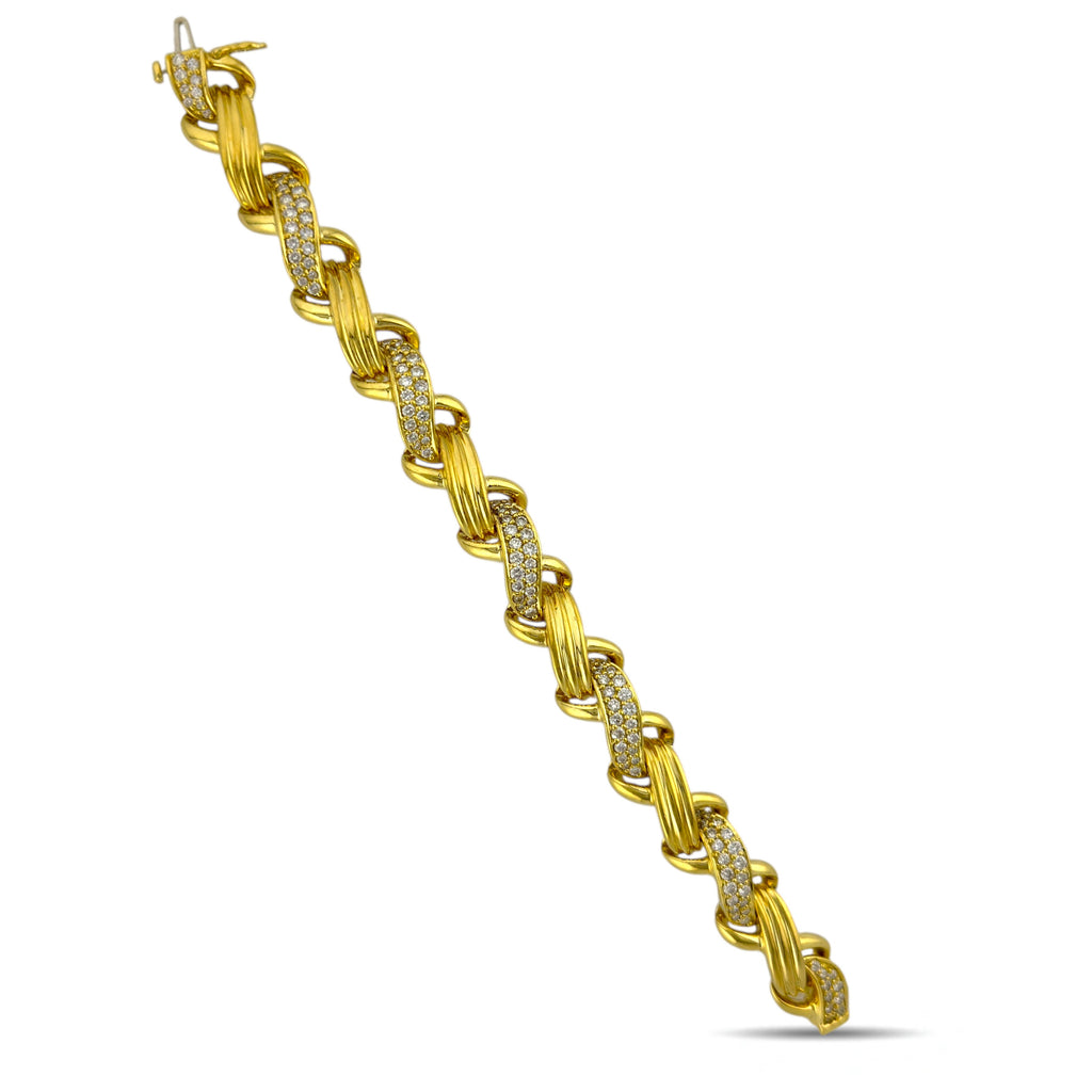 Jose Hess 18K Yellow Gold 7ct Diamond Necklace and Bracelet Suite