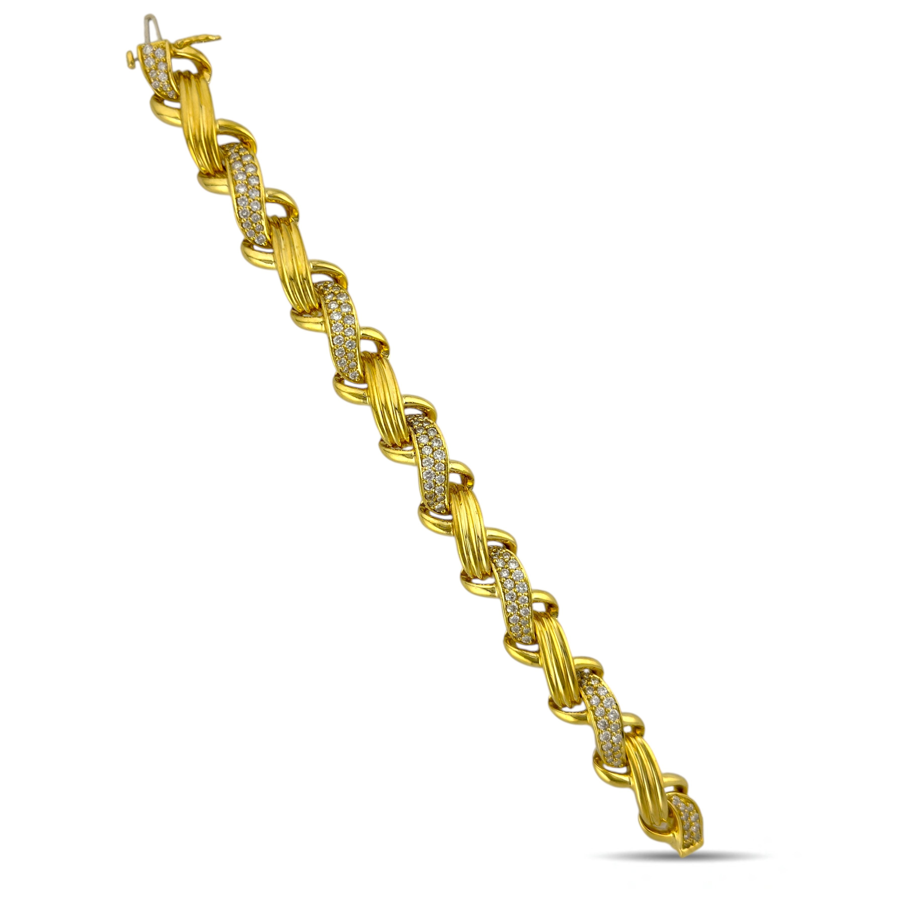 Jose Hess 18K Yellow Gold 7ct Diamond Necklace and Bracelet Suite