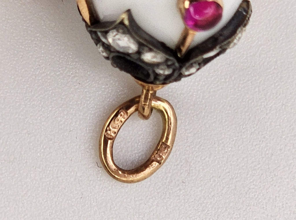 Pendant K. Faberge Imperial Russian 56k (14k) Gold & Diamond Egg Pendant Circa 1890
