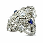 Platinum Art Deco 1.07ct Diamond and Sapphire Ring