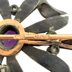 K. Faberge 56K Rose Gold Amethyst and Diamond Brooch