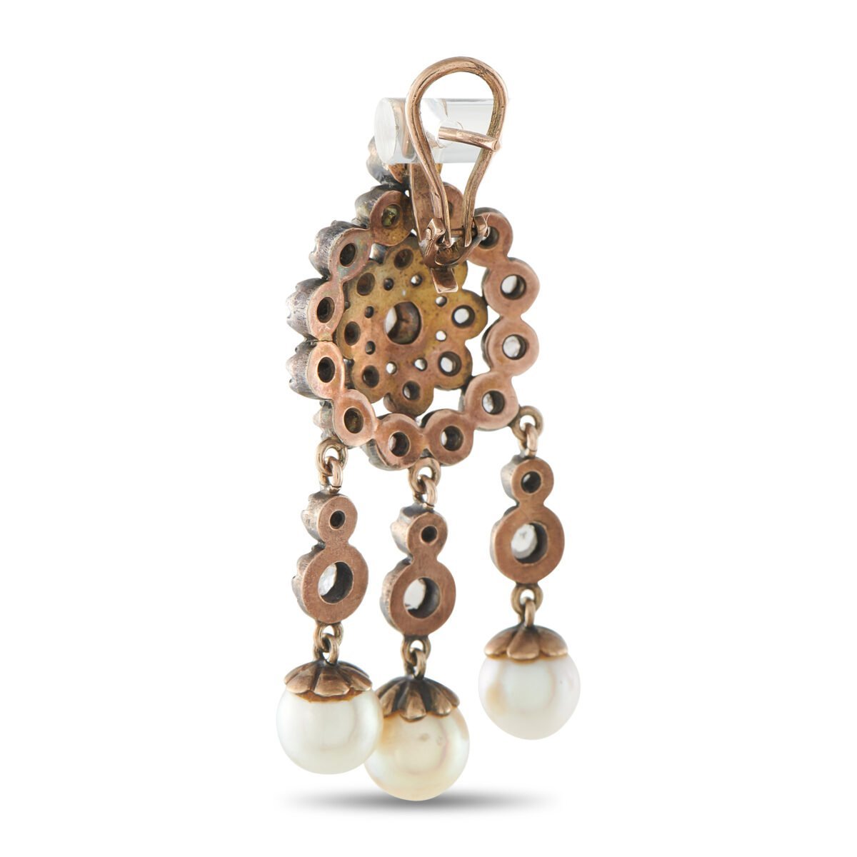 Antique Victorian Rose Gold and 3ct Diamond Earrings
