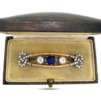 K. Faberge Imperial Russian 56 Yellow Gold 1.55ct Diamond and Enamel Brooch