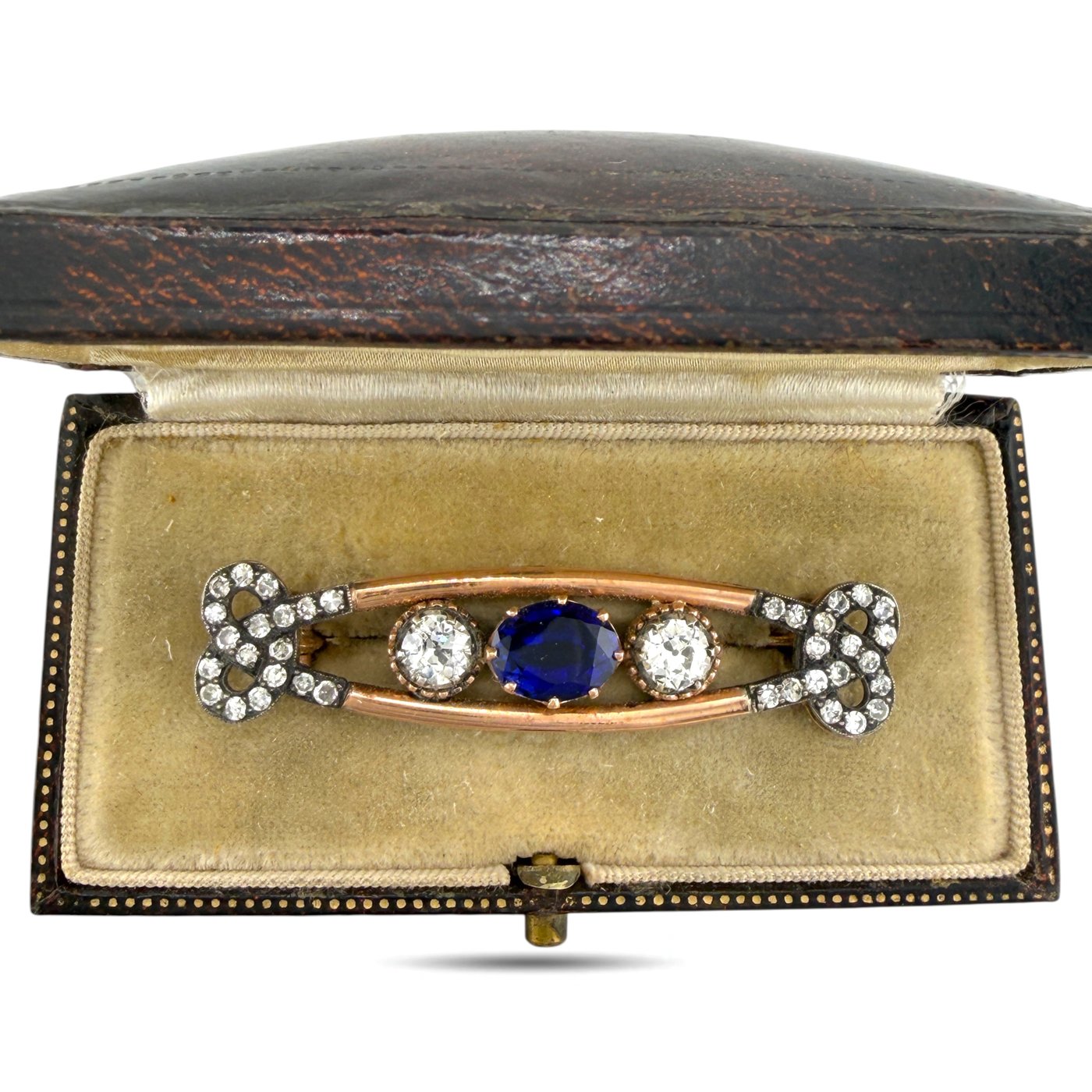 K. Faberge Imperial Russian 56 Yellow Gold 1.55ct Diamond and Enamel Brooch