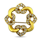 14K Yellow Gold 1.5ct Diamond Interlocking Heart Brooch