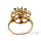 14K Yellow Gold Flower Design Ring with Diamonds