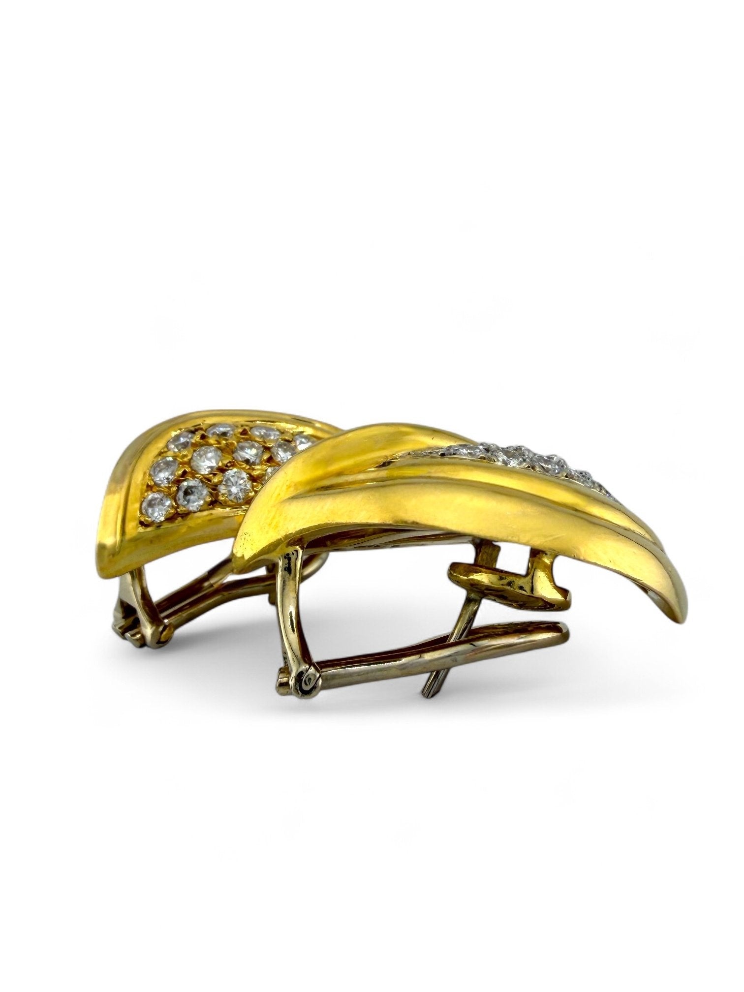 18K Yellow Gold Italian 0.96ct Diamond Earrings