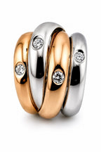 Italian Two Tone 18K  Gold and Diamond Ring