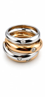 Italian Two Tone 18K  Gold and Diamond Ring