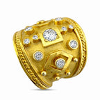 18K Yellow Gold 0.5ct Diamond Sculpted Ring