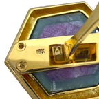 18K Yellow Gold Cufflinks with Trapiche Ruby and Amethyst