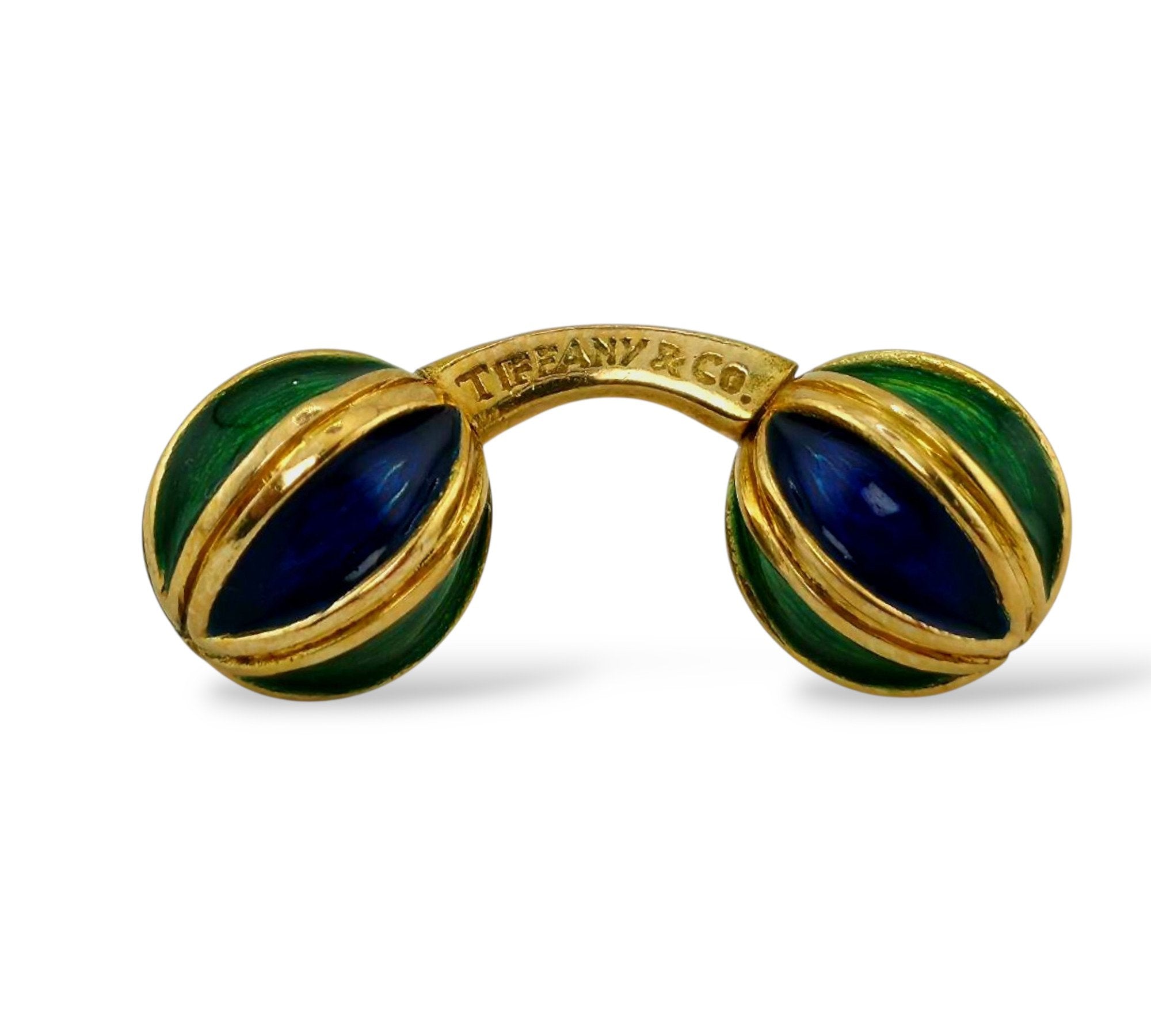 Tiffany & Co. - Cufflinks - 18 kt. Yellow gold,  Rare Tiffany & Co. 18K Gold & Enamel Cufflinks