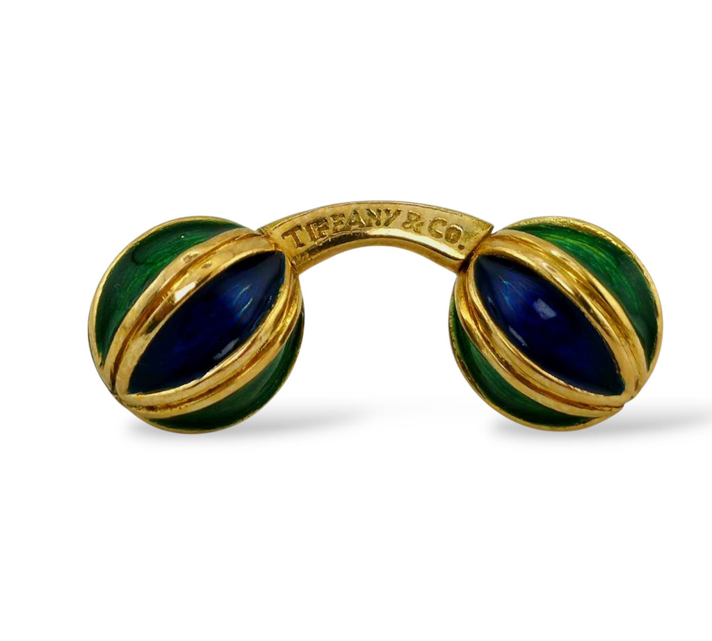 Tiffany & Co. 18K Gold and Enamel Cufflinks