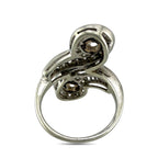 18K white gold diamond ring with interwoven setting, rear view
