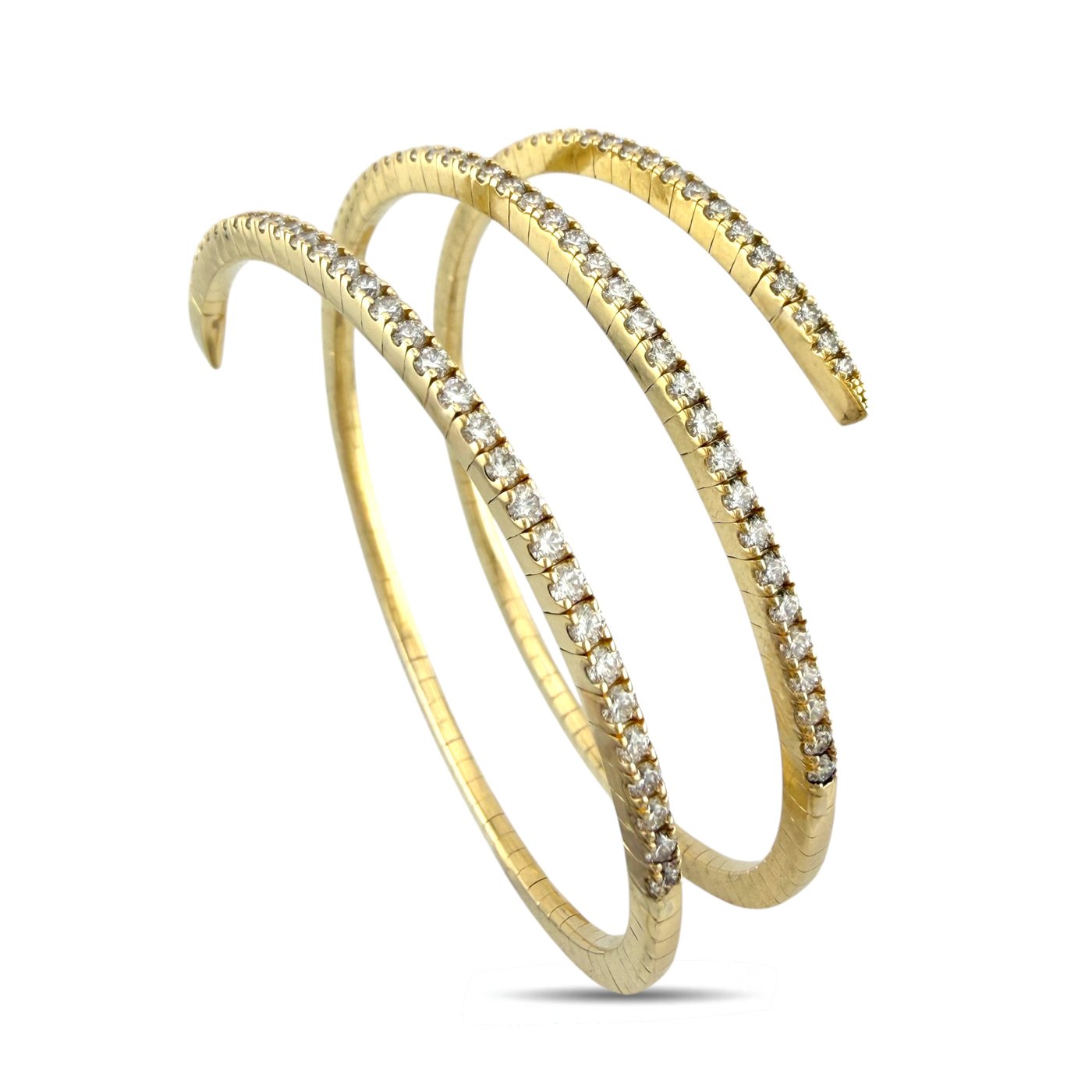 14K Yellow Gold 5.6ct Diamond Flexible Arm Bracelet