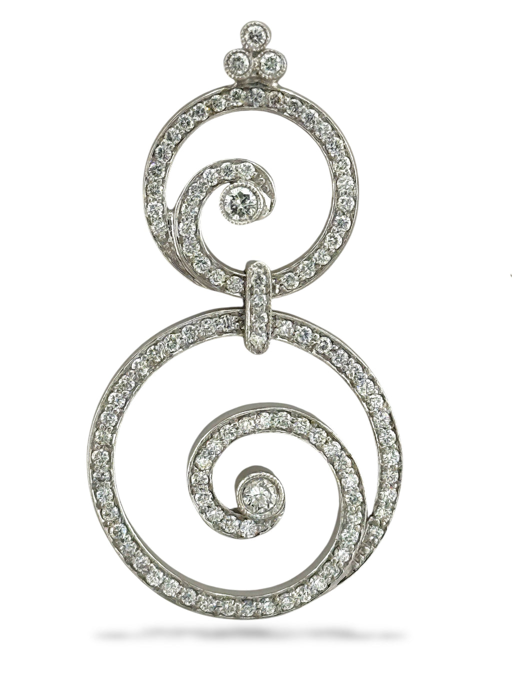 18K White Gold Circular 3.48ct Diamond Earrings