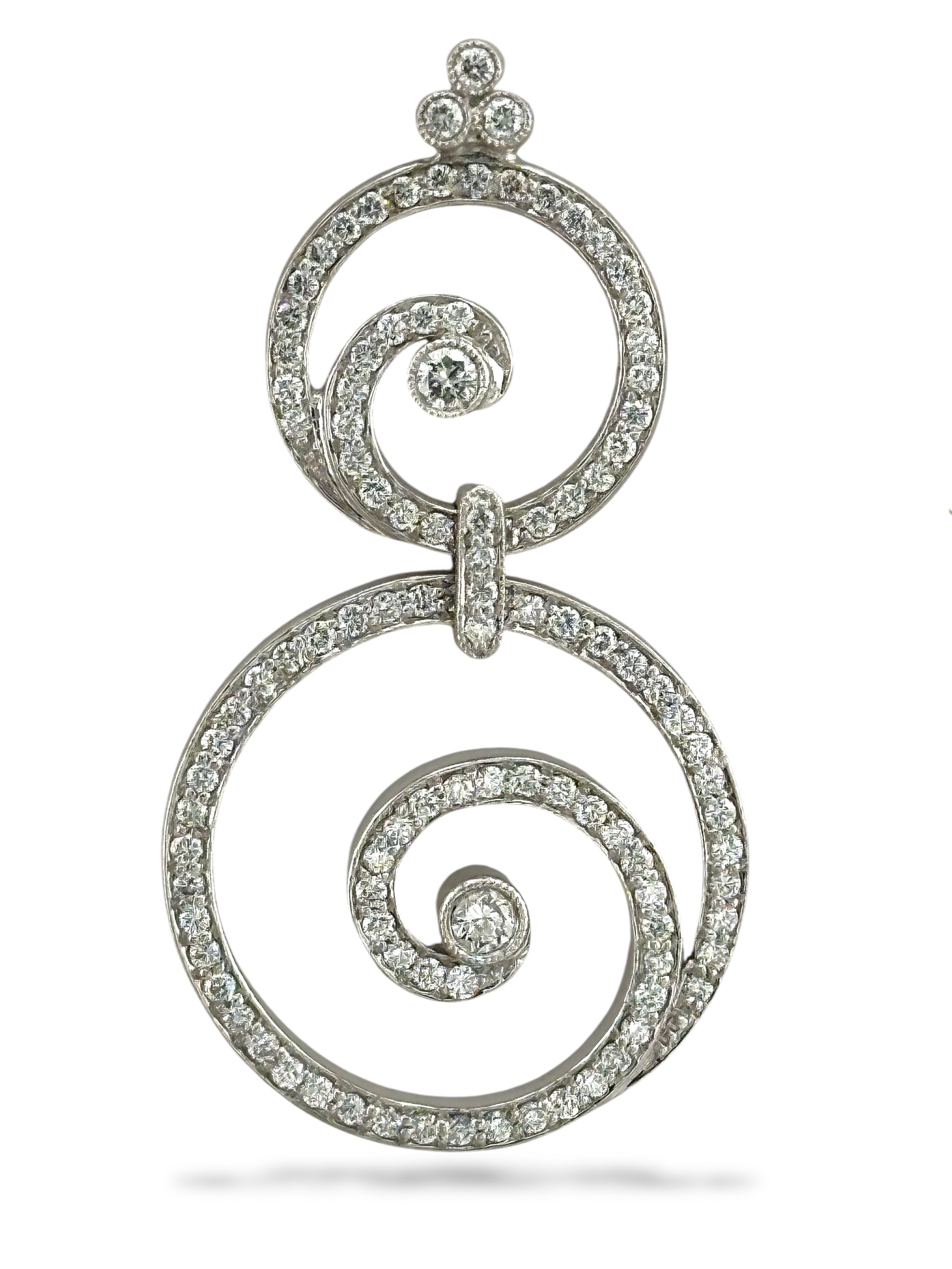 18K White Gold Circular 3.48ct Diamond Earrings