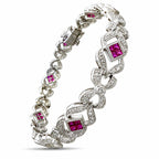 18K White Gold 2.0ct Diamond and 0.32ct Ruby Bracelet