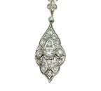 Antique White Gold and Platinum Necklace with Large Diamonds 2.34ct