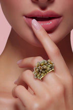 18K Yellow Gold 1.01ct Diamond and Multi Gem Cocktail Ring