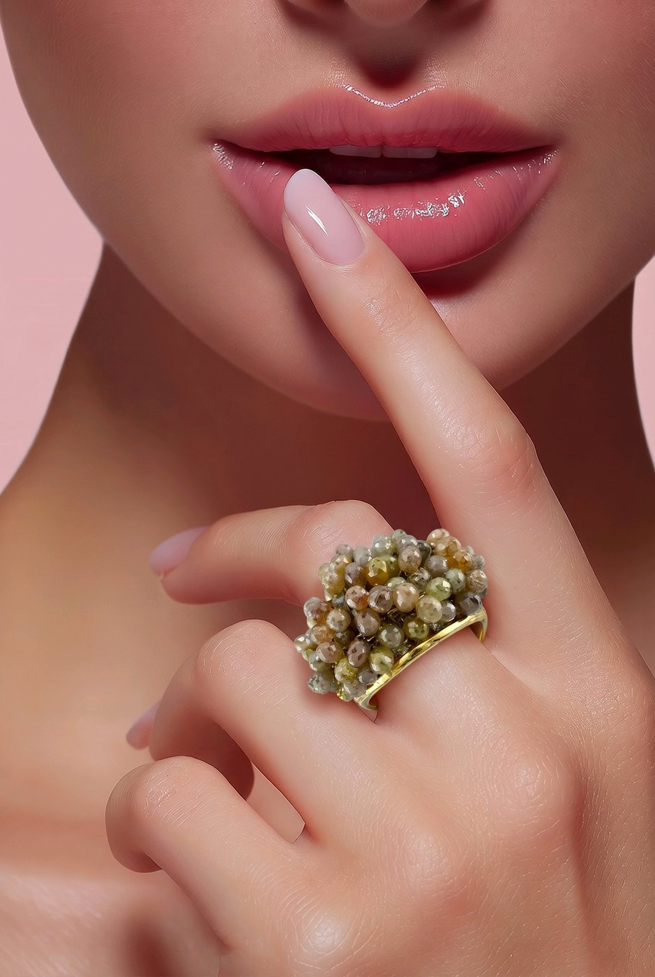 18K Yellow Gold 1.01ct Diamond and Multi Gem Cocktail Ring