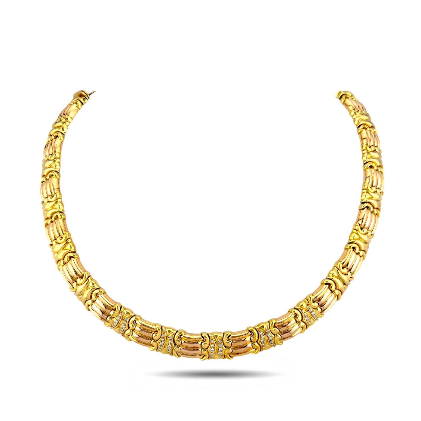 14K Yellow and Rose Gold 1.00ct Diamond Choker Necklace, Rose gold -  1.00ct. tw. Diamond (Natural)