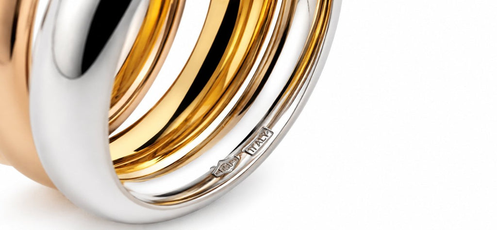 Italian Two Tone 18K  Gold and Diamond Ring