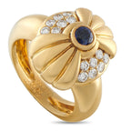 Boucheron 18K Yellow Gold 0.4ct Diamond and Sapphire Ring Circa 1970