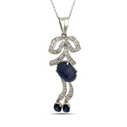 14K White Gold 9.20ct Sapphire and 1.90ct Diamond Necklace and Earring Set