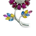 Marquise Gemstone and 0.55ct Diamond Sunflower Brooch