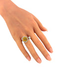 14K White Gold 1.43ct Opal, Sapphire and 0.32ct Diamond Flower Bypass Ring