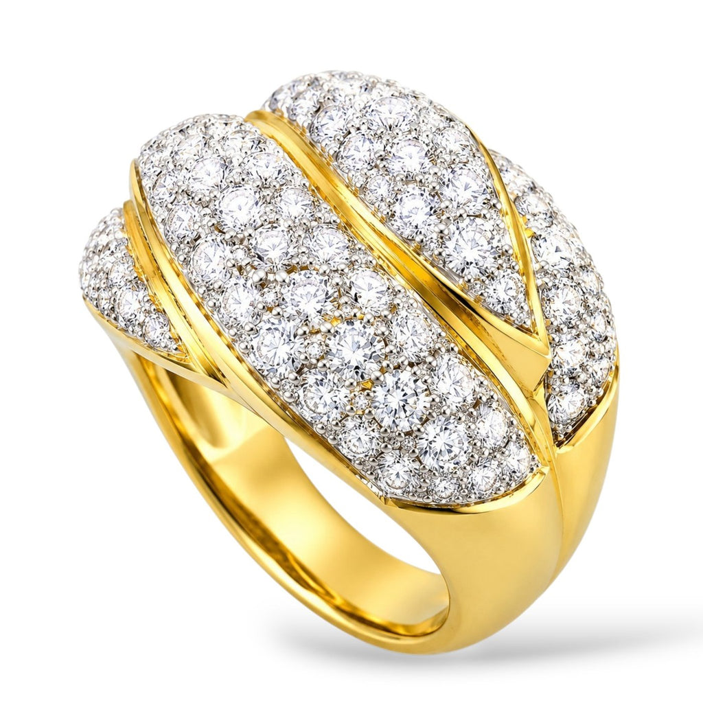 18K Yellow Gold 5.50ct Diamond Swirl Ring